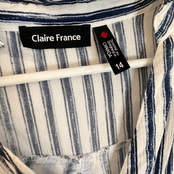 Claire France Women's Striped Button-Up Tunic Top - Size 14 - Picture 3 of 3